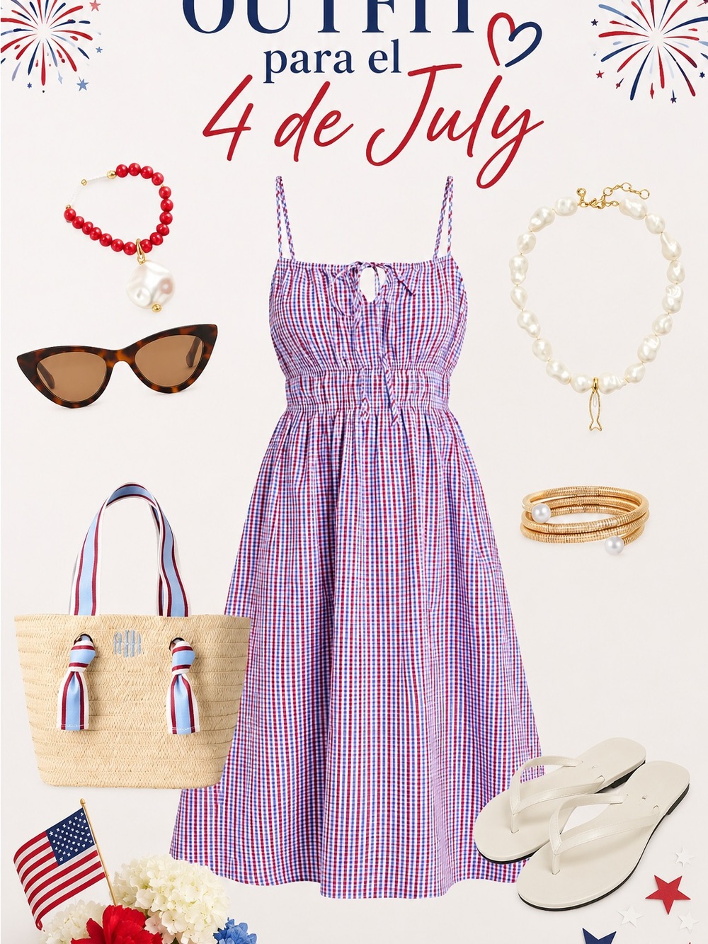 Universal Thread Red White Blue Gingham Midi Sundress